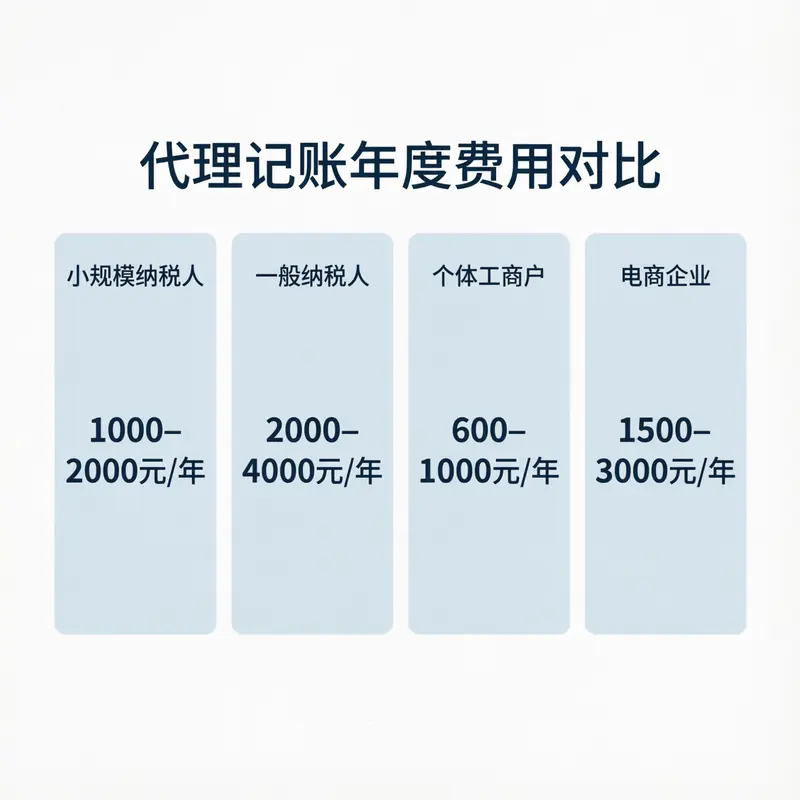 小规模纳税人代理记账一年费用对比:1000-2000元