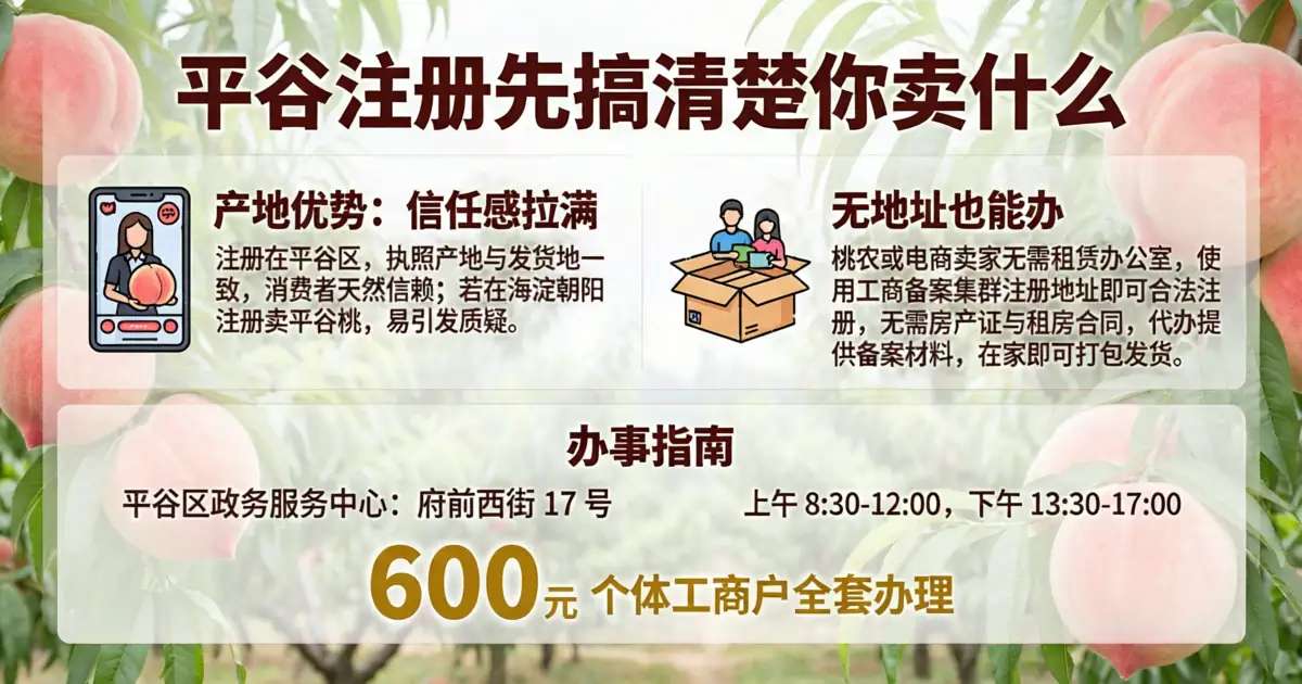 平谷注册个体户卖桃子怎么拿营业执照——个体户和公司办照指南