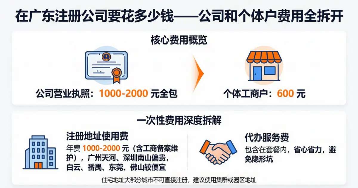 广东注册公司费用明细——广州深圳注册公司多少钱?个体户和公司费用全拆开
